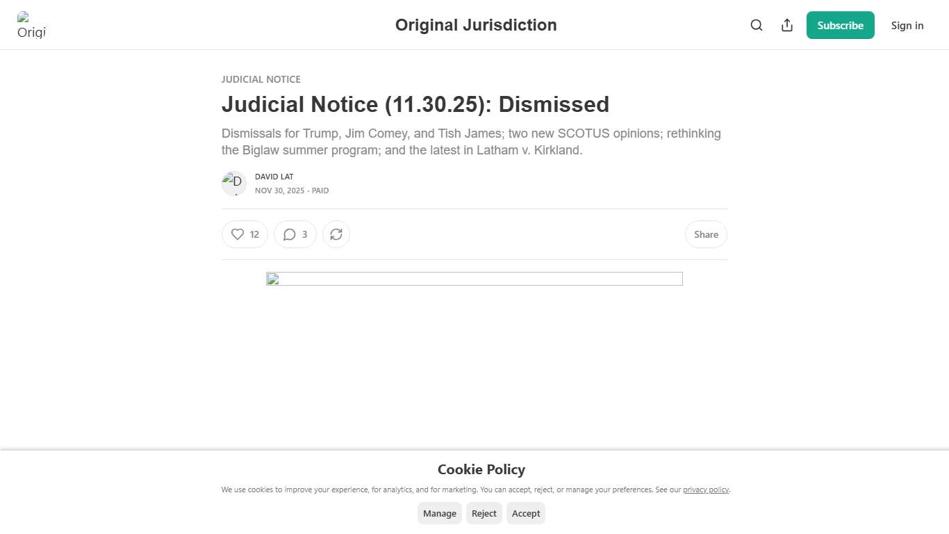 Judicial Notice (11.30.25): Dismissed - by David Lat