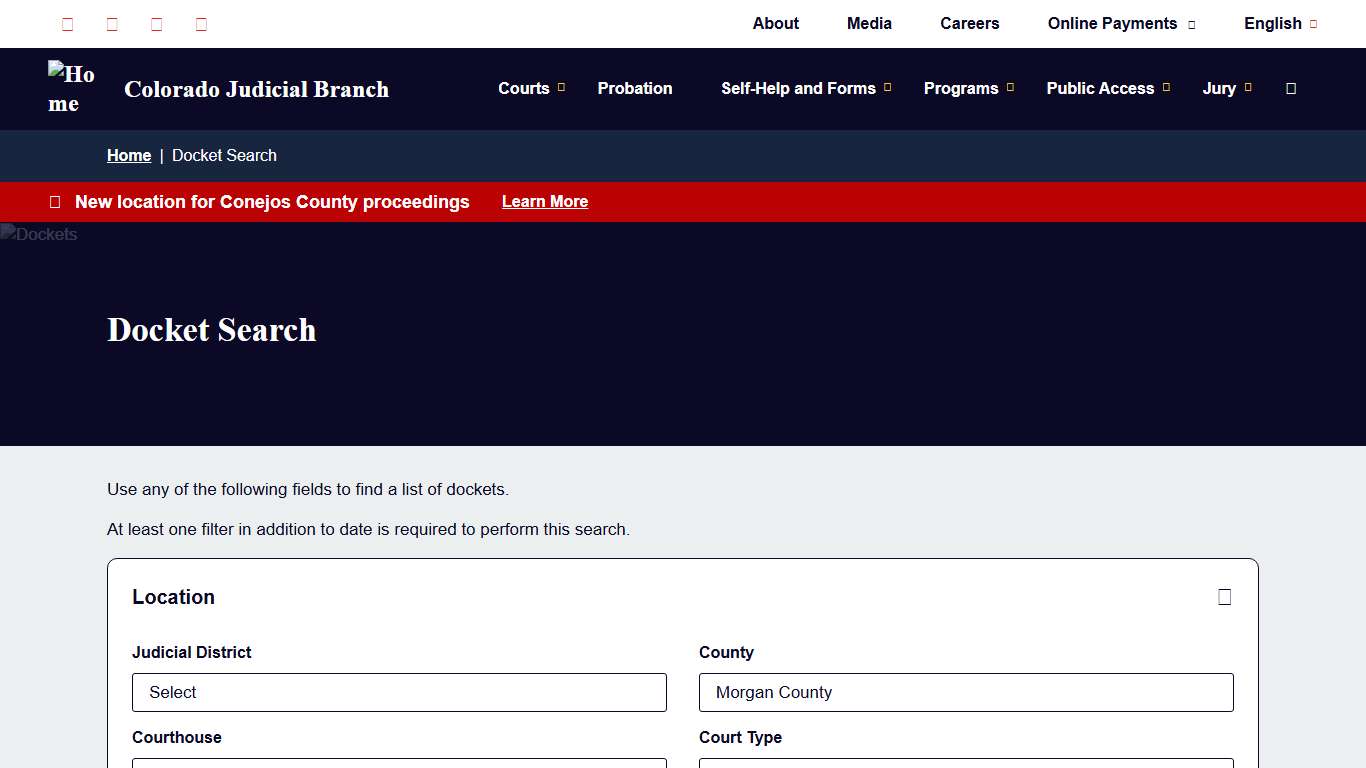 Docket Search | Colorado Judicial Branch
