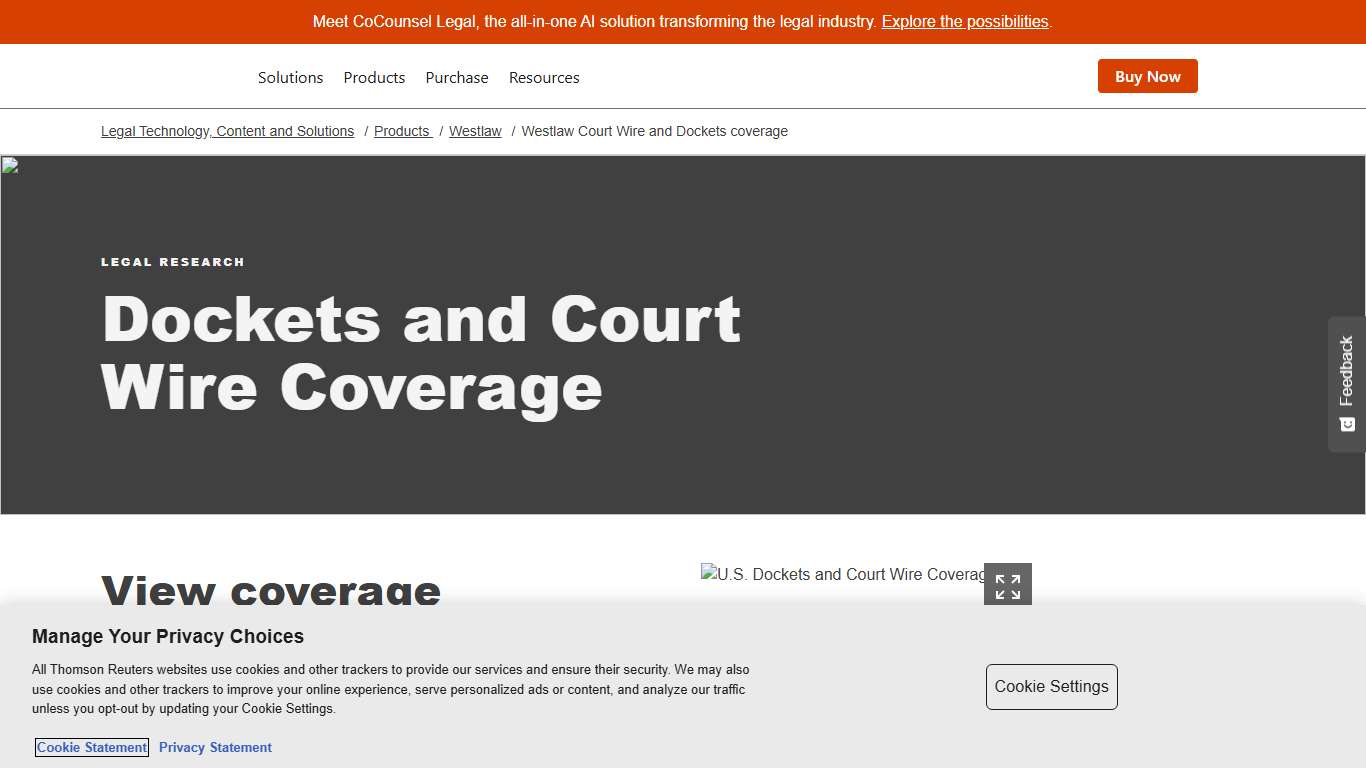 Westlaw Court Wire and Dockets coverage | Thomson Reuters