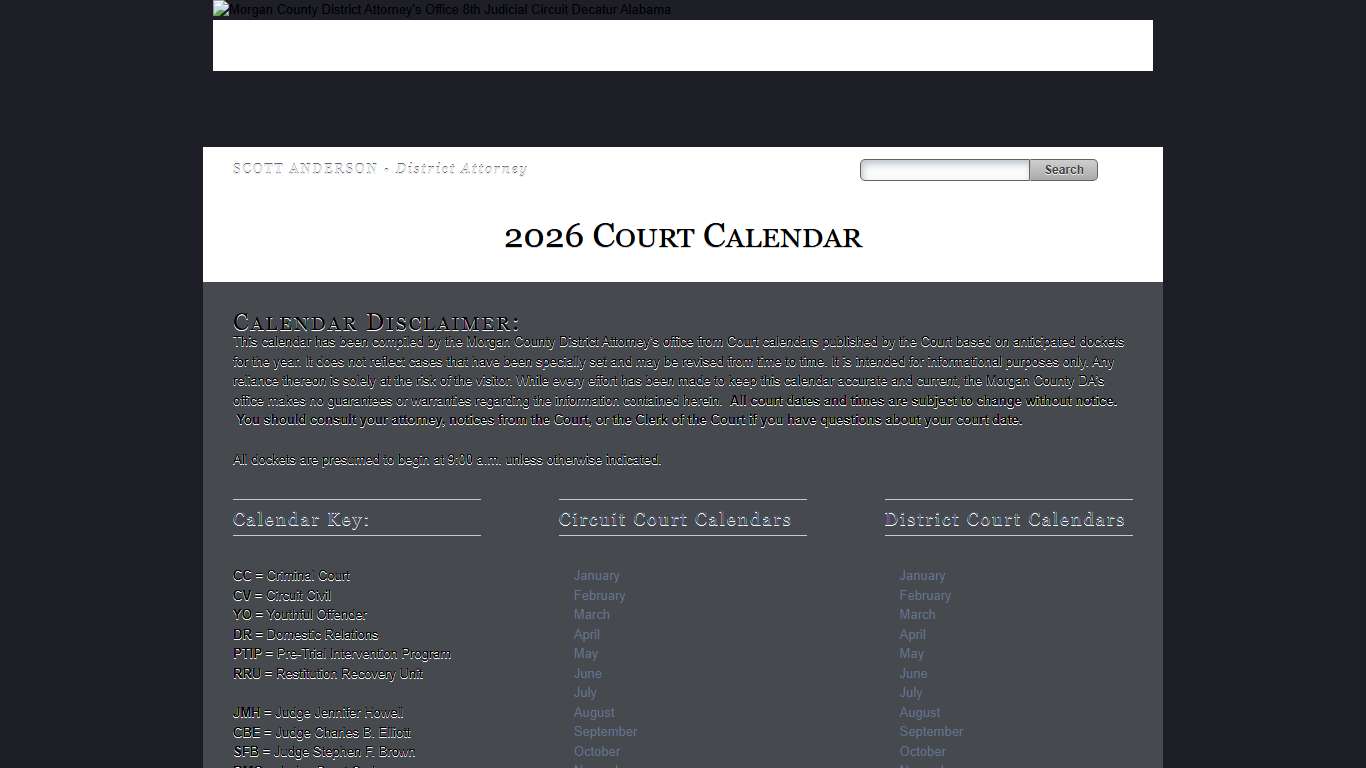 Court Calendar | Morgan County District Attorney
